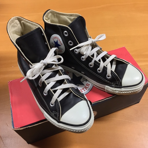 Made in USA Converse Black Leather Size 6.5 - Picture 3 of 15